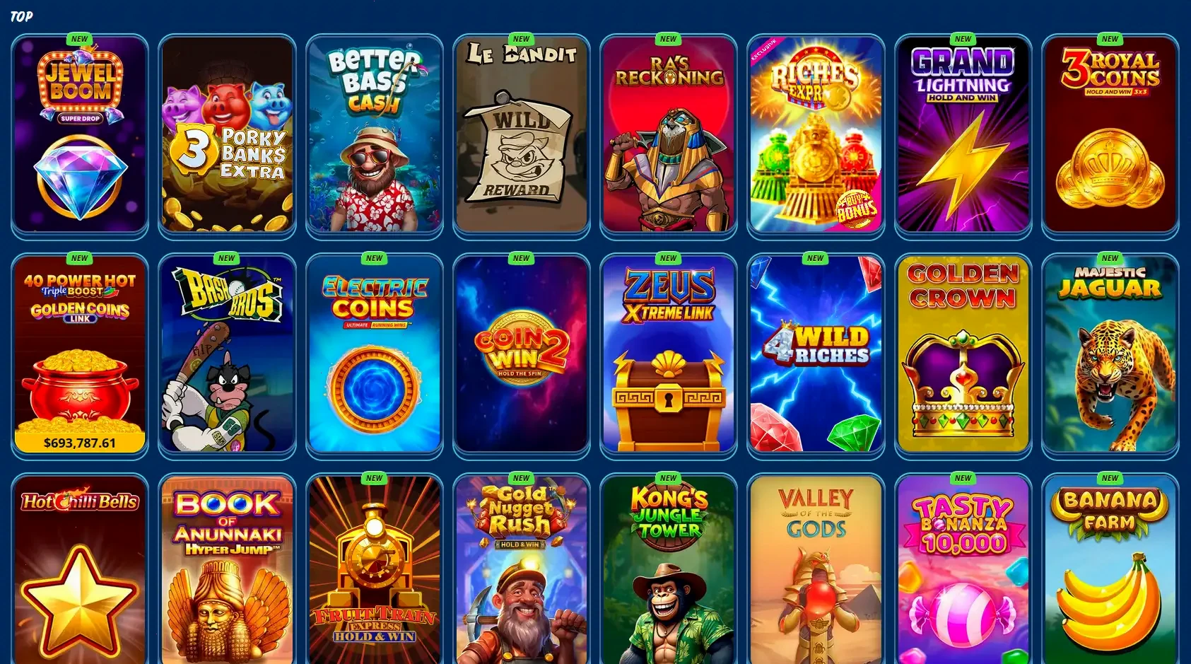 Panoramica giochi disponibili dopo il login su Bizzo Casino